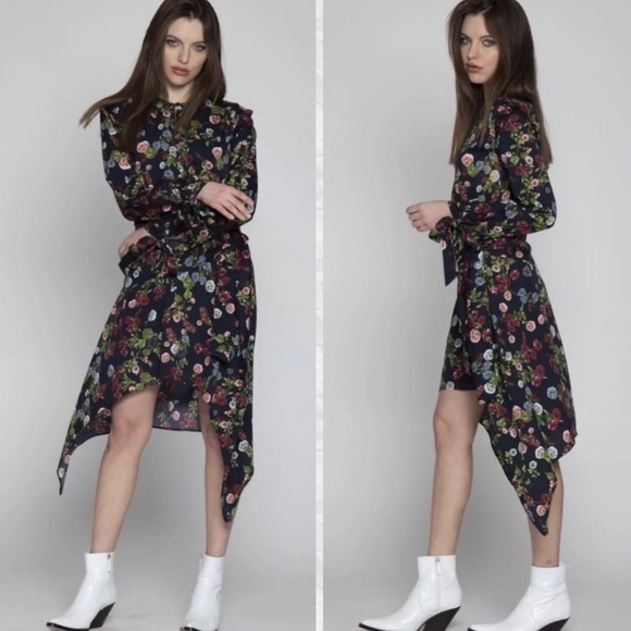 NWT WALTER BAKER Navy Blossom Andrea Dress - Picture 3 of 14